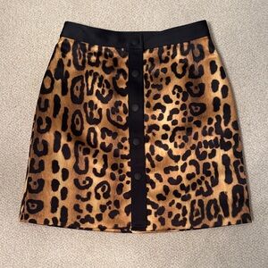 Adam Lippes Animal Print Mini Skirt with Black Accents